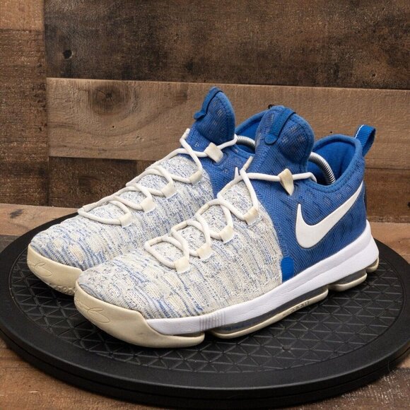 NIKE AIR KD 9 HOME MENS ATHLETIC SHOES BASKETBALL LOW BLUE WHITE SIZE 10 - Picture 1 of 9